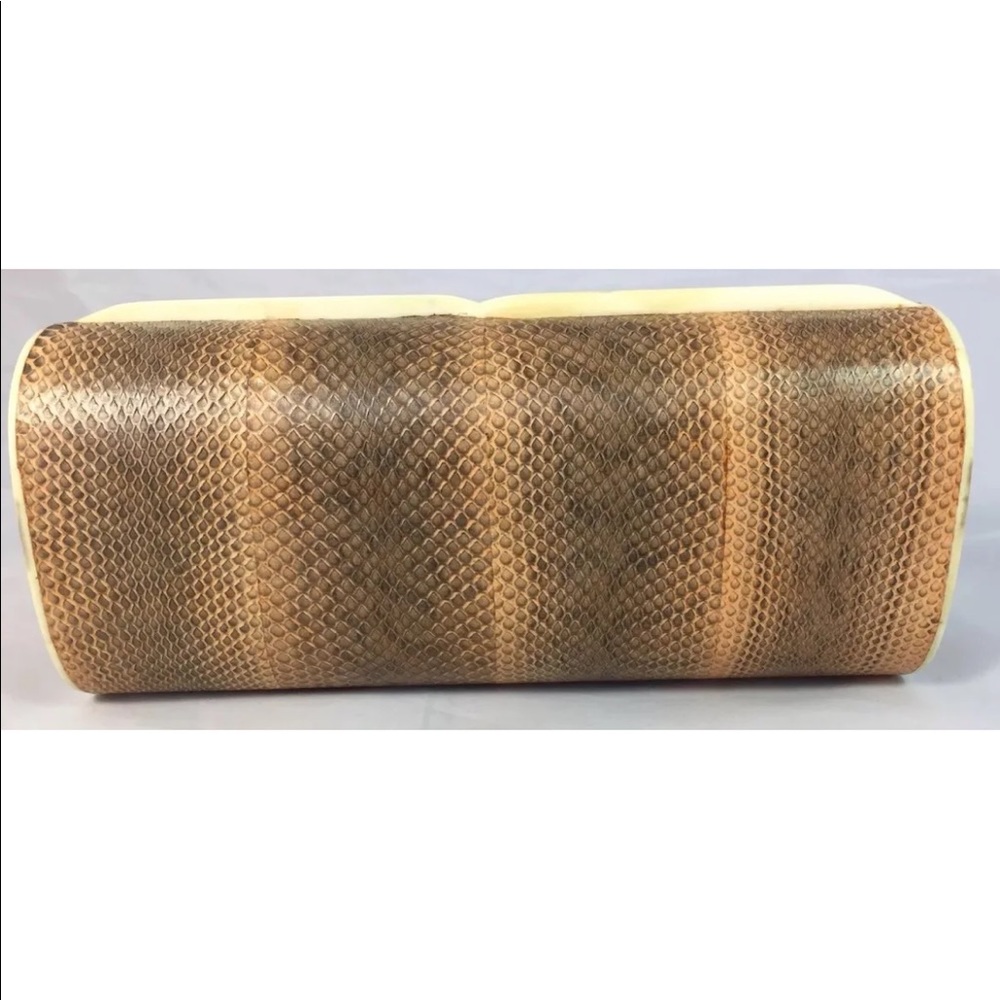 New Handmade Minaudière Bag Purse Clutch Coral Snake Skin Leather Bone Inlaid